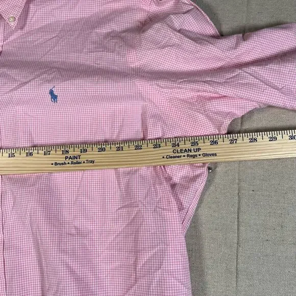 Y2K Polo Ralph Lauren Mens XL Long Sleeve Pink Checkered Button Down - Picture 5 of 7